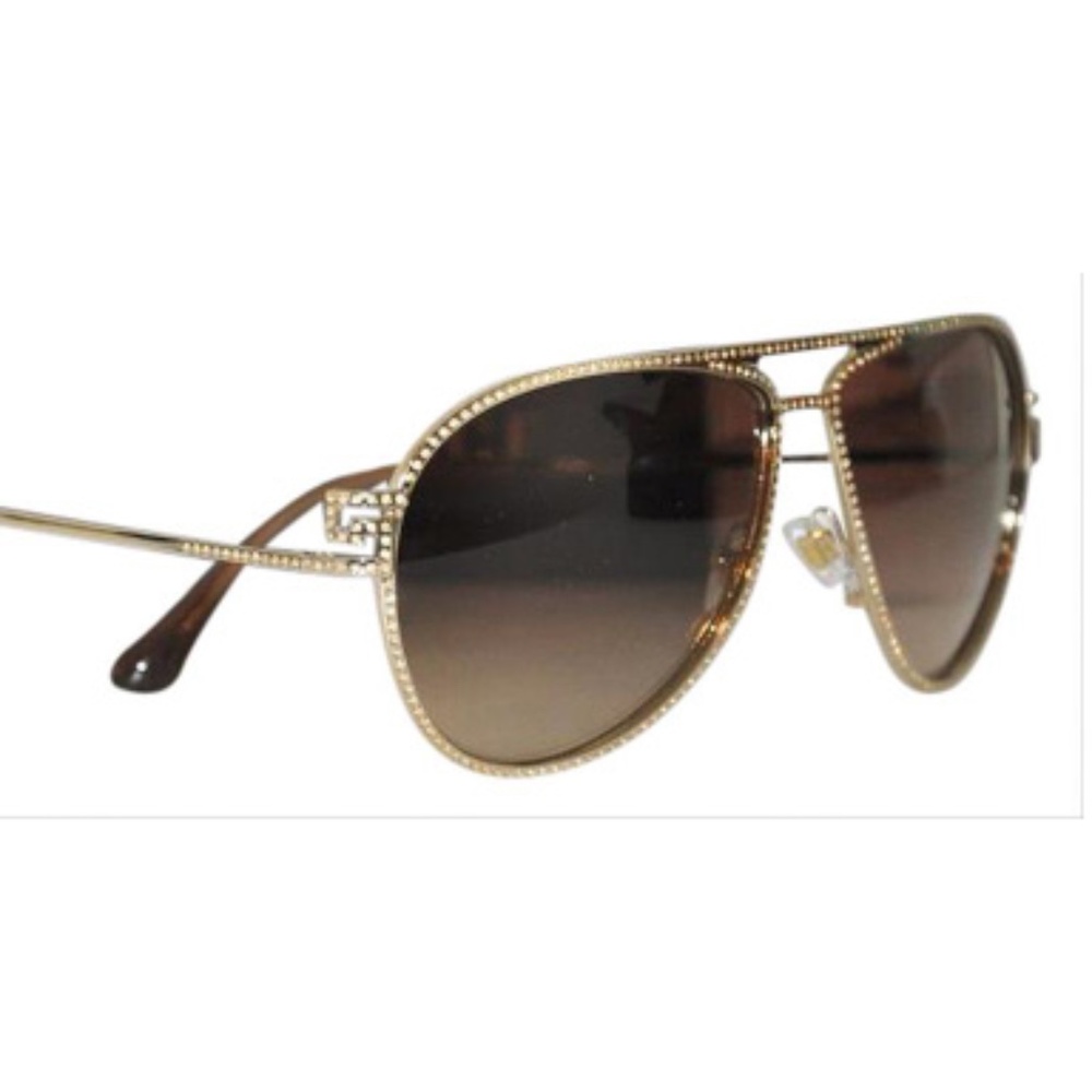 Versace Gold Crystal Aviator Sunglasses - Picture 2 of 12